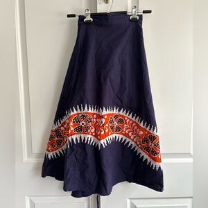 Vintage Cotton Wrap Below Knee Modest Skirt